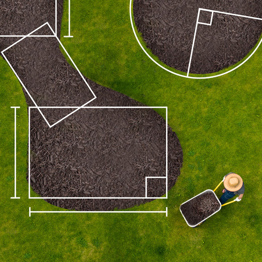 a garden measured out into shapes to prepare for mulch delivery