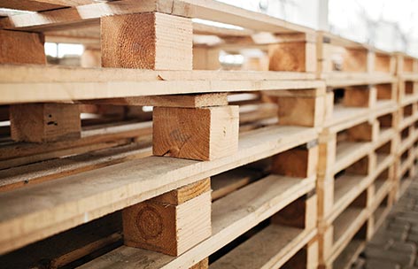 a stack of palettes for recycling