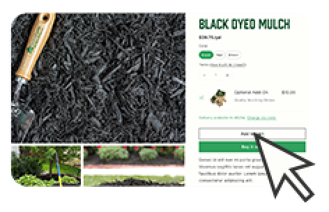 screen showing an arrow placing an order for mulch